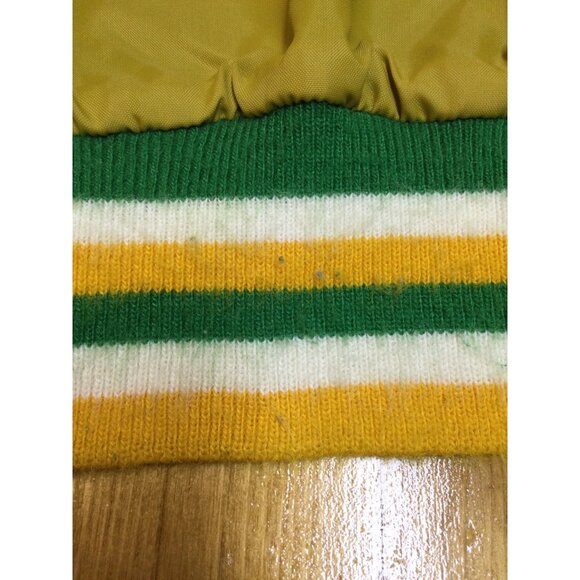 Vintage Hutchers Mens Letterman Jacket Sz M Green Yellow Wool Blend Band C Patch - Picture 13 of 13